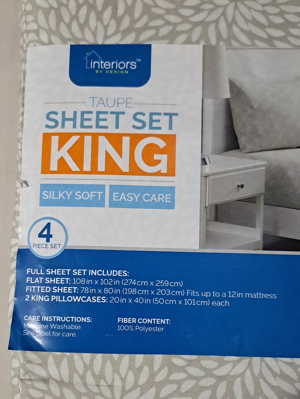 Taupe King Sheet Set - Picture 2 of 4